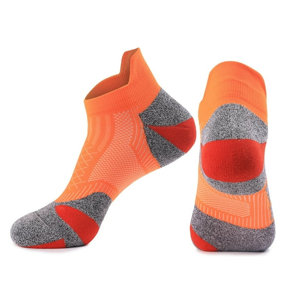 Xfvqtps Mens Ankle Running Socks Cushioned Absorb Sweat Color Blocked Socks for Outdoor Cycling Running Sports Socks Orange