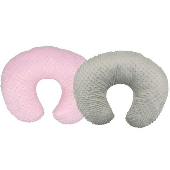 EASTIN 2 Pack Nursing Pillow Cover Slipcover for Breastfeeding Pillows, Soft and Comfortable Safely Fits On Standard Infant Nursing Pillows (Grey & Pink)