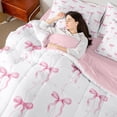 thumbnail image 4 of Castle Fairy Pink Ribbon Bow-Tie Twin Bedding Sets,Dreamy Bowknot Bedding Comforter Set, 4 of 8