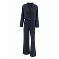 thumbnail image 4 of Women'S 2 Piece Suit Set Cropped Blazer Wide Leg Pants Business Casual Outfits Work Office Clothes Dark Gray S, 4 of 10