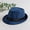 Blue, variant on CHUANK Men Women Straw Fedora Hat Trilby Cuban Sun Cap Panama Short Brim Floral Summer