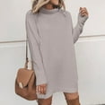 thumbnail image 1 of Prix Réduit! Aqestyerly Mode Femmes Robe d'Hiver Décontractée Unie Col Rond Manches Longues Mini Robe, 1 of 6