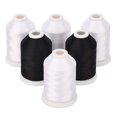 thumbnail image 1 of Simthread 4 White 2 Black 60WT Sewing Bobbin Fill Machine Embroidery Thread - 1500 Meters Spool Eachâ€¦, 1 of 4