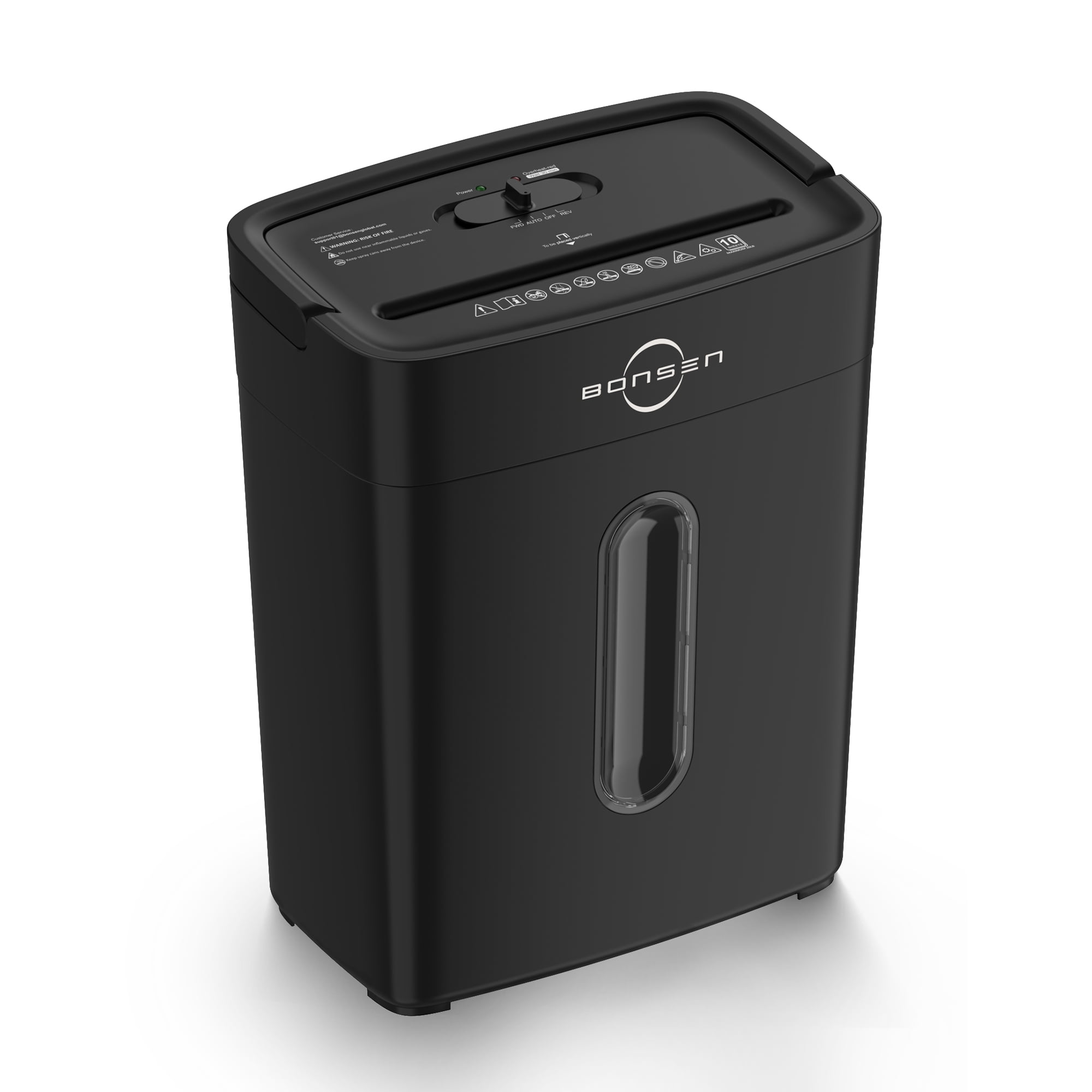 BONSEN 10-Sheet Cross Cut Paper Shredder, Shred Credit Card Paper Shredder for Home Use, Compact Design with Portable Handle, Black