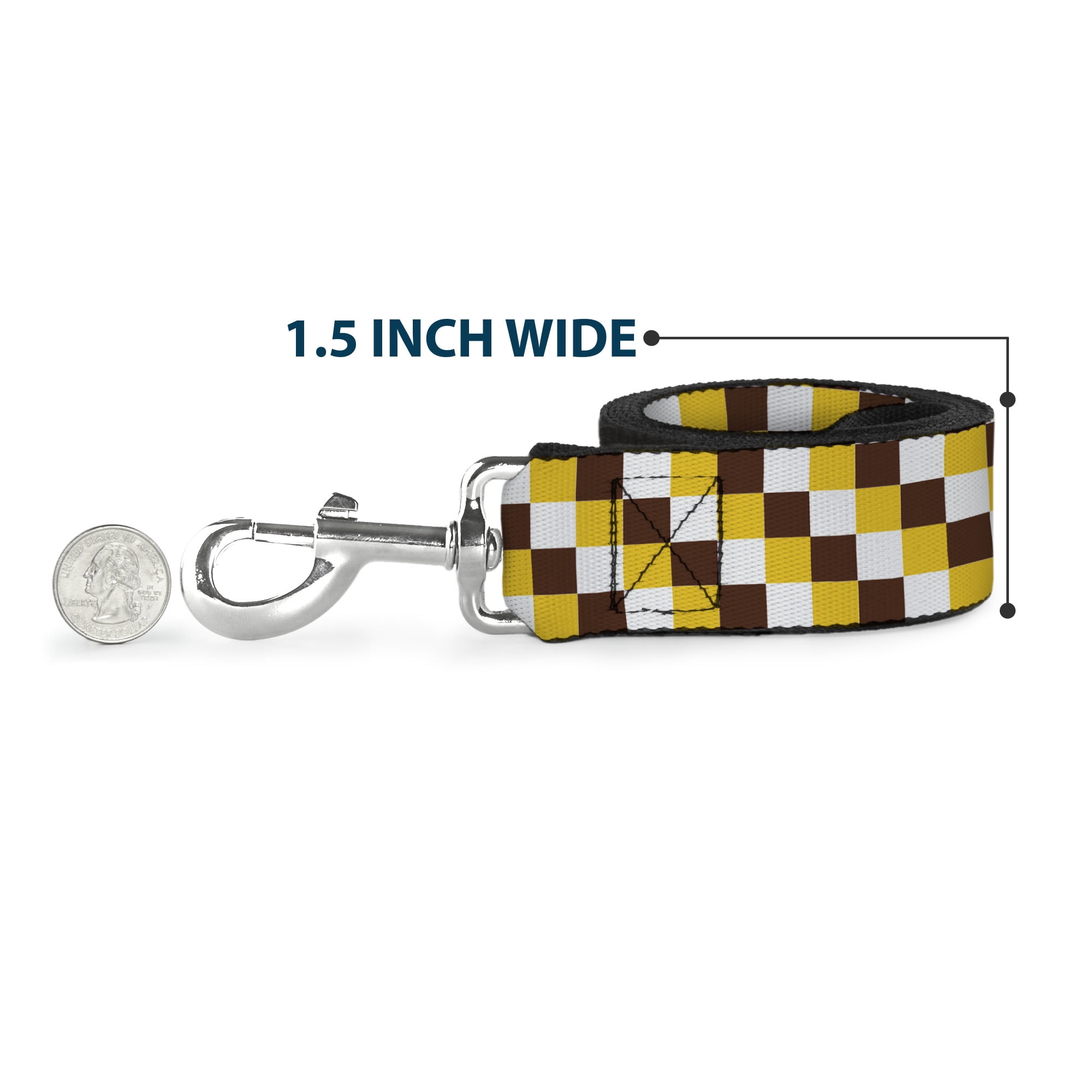 Buckle-Down Pet Leash, Dog Leash, Checker White Gold Brown, 6 Feet Long 1.0 Inch Wide