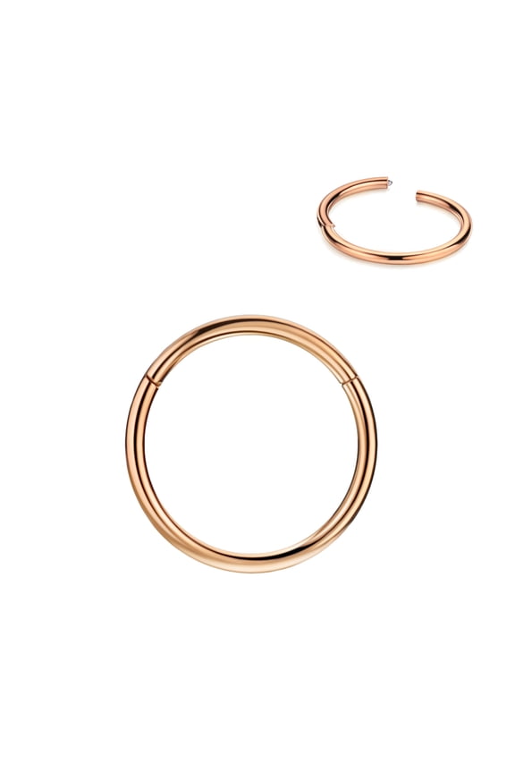 Big Nose Hoop Hinged Cartilage Earring Hoop 18g Nose Ring Rose Gold Plated Nose Rings 10mm 18 Gauge Piercing Earring Hoop for Rook Helix Daith Tragus Surgical Steel Nose Hoop Seamless