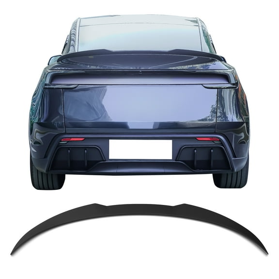 Ikon Motorsports Trunk Spoiler Compatible with 2025-2026 Tesla Model Y Juniper, IKON Style Matte Black ABS Plastic Rear Trunk Lid Spoiler Wing Lip