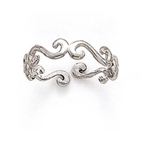 14k White Gold Swirl Toe Ring - 1.0 Grams