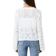 thumbnail image 3 of INSPIRE CHIC Boho Crochet Cardigan for Women Casual Tie Front Shrugs Lightweight Long Sleeve Cardigans Top S White, 3 of 6