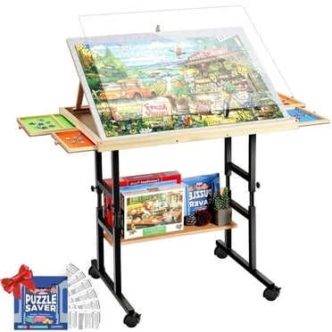 EASYEGO 1500 Piece Adjustable Jigsaw Puzzle Table for Adults, Wood