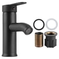 thumbnail image 1 of Stainless Steel Bathroom Sink Faucet Hot and Cold Water Mixer Tap Black Low, 1 of 4