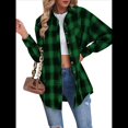 thumbnail image 3 of Camisas de Franela con Botones para Mujer, Camisas A Cuadros de Larga, Blusa Informal de Negocios Verde L, 3 of 7