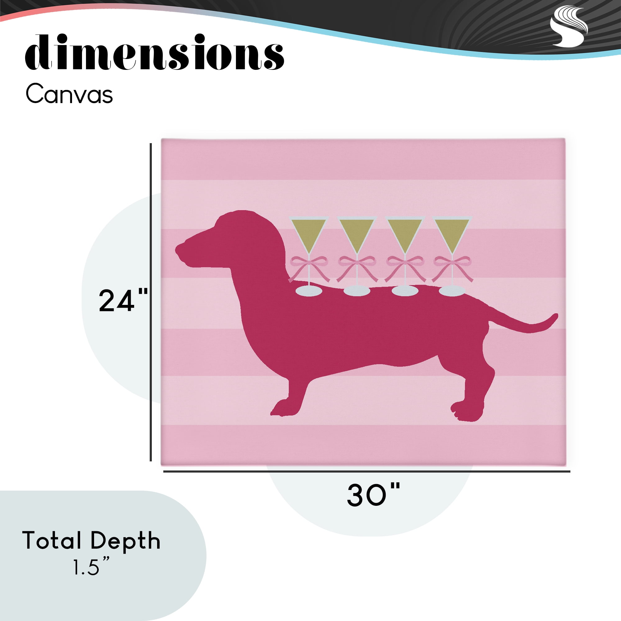 Stupell Industries Pink Dachshund With Martinis Canvas Wall Art, design by Lil' Rue