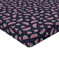 thumbnail image 2 of Ambesonne Watermelon Fitted Sheet, Summer Fruit Slices, King Size, Dark Blue Grey Multicolor, 2 of 3
