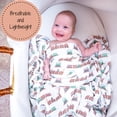 thumbnail image 4 of LollyBanks Muslin Swaddle Blankets, 100% Cotton Baby Blanket for Boys and Girls, Soft and Lightweight 47 x 47 Inches Infant Swaddle, Gentle Newborn Blankets, Baby Essentials (Animal Train Print), 4 of 7