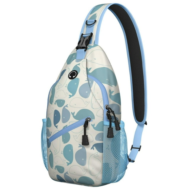 Hand Drawn Shark Sling Bag - Vintage Retro Nautical Shoulder Backpack for Travelers - Durable & Spacious