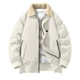 thumbnail image 2 of Dovford Men's Casual Trucker Jacket Vintage Buckskin Jacket Coat with Pocket Lapel Button Down Thickened Coat, 2 of 7