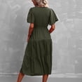 thumbnail image 4 of B91xZ Robe Maxi à Manches Courtes pour Femmes, Manches Longues, Ample, Unie, Décontractée, avec Poches, GN2 L, 4 of 4