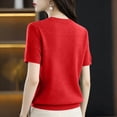 thumbnail image 3 of Womens Tops Crewneck Short Sleeve Sweater Pullover Knit Shirt Spring Outfits for Women 2026 Red S, 3 of 5