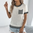 thumbnail image 2 of Horkkom Short Sleeve Sweater for Women Crew Neck Pullover Sweaters Summer Soft Casual Tops with Pocket XL, 2 of 9