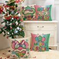 thumbnail image 6 of Merry Christmas Decorative Throw Pillow Covers 18 x 18 Set of 4, Winter Pastel Pink Green Xmas Holly Jolly Balloon Porch Outdoor Home Decor, Funny Holiday Couch Cushion Case, 6 of 6