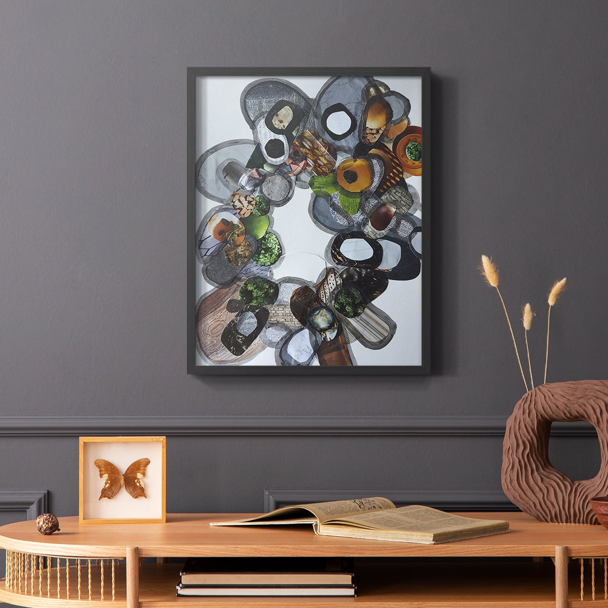 Amelia Island Stones Framed Print in Black Solid Wood Framed Print No Nail Hanging