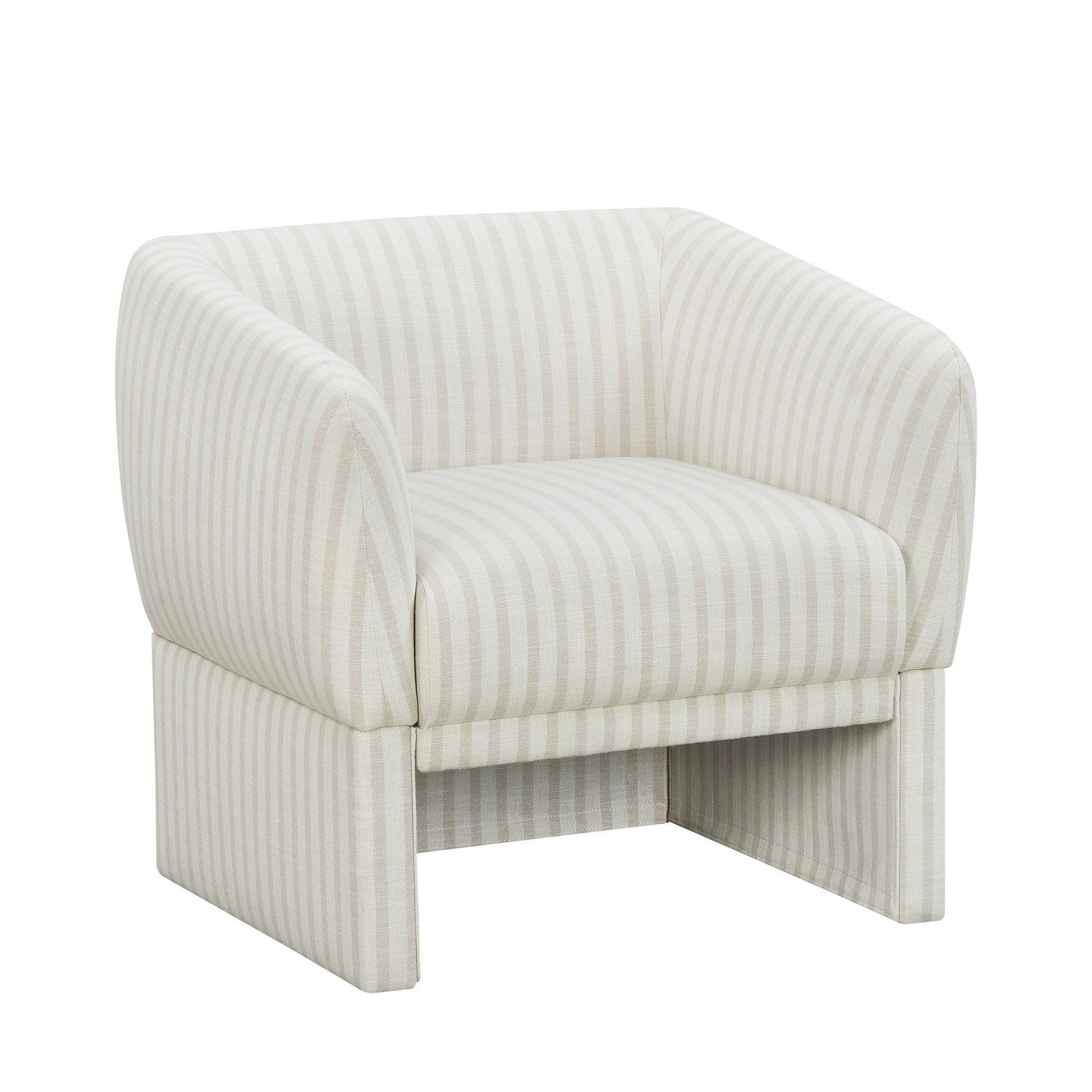 Beautiful Small Space Accent Chair by Drew Barrymore, Beige and White Linen