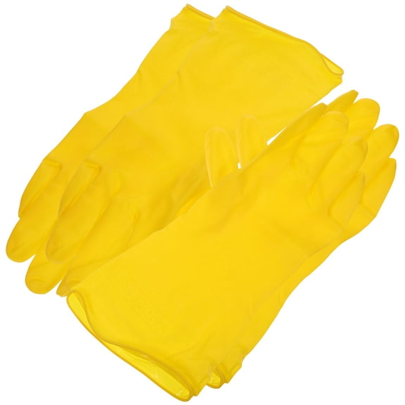 Raindrops 2Pairs Yellow Pvc Reusable Gloves for Household Kitchen Dishwashing 12.4X4.4X0.08in