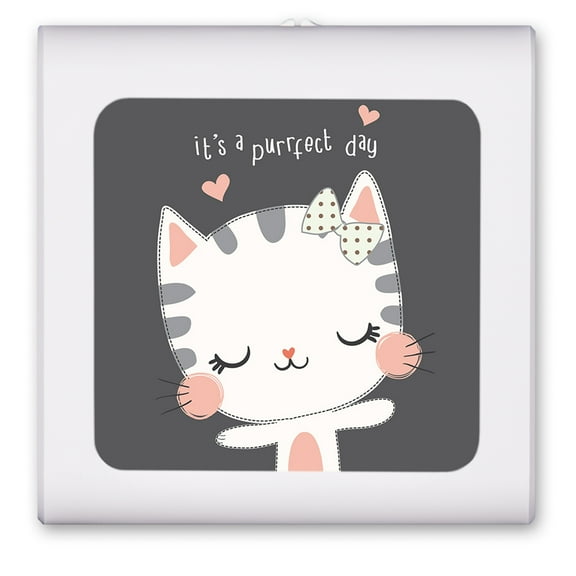 Plug in Dimmable LED Night Light with Dusk to Dawn Auto Sensor, Adjustable Brightness, Warm Light, Auto On/Off Nightlight for Bathroom, Hallway, Nursery, Bedrooms - Purrfect Day