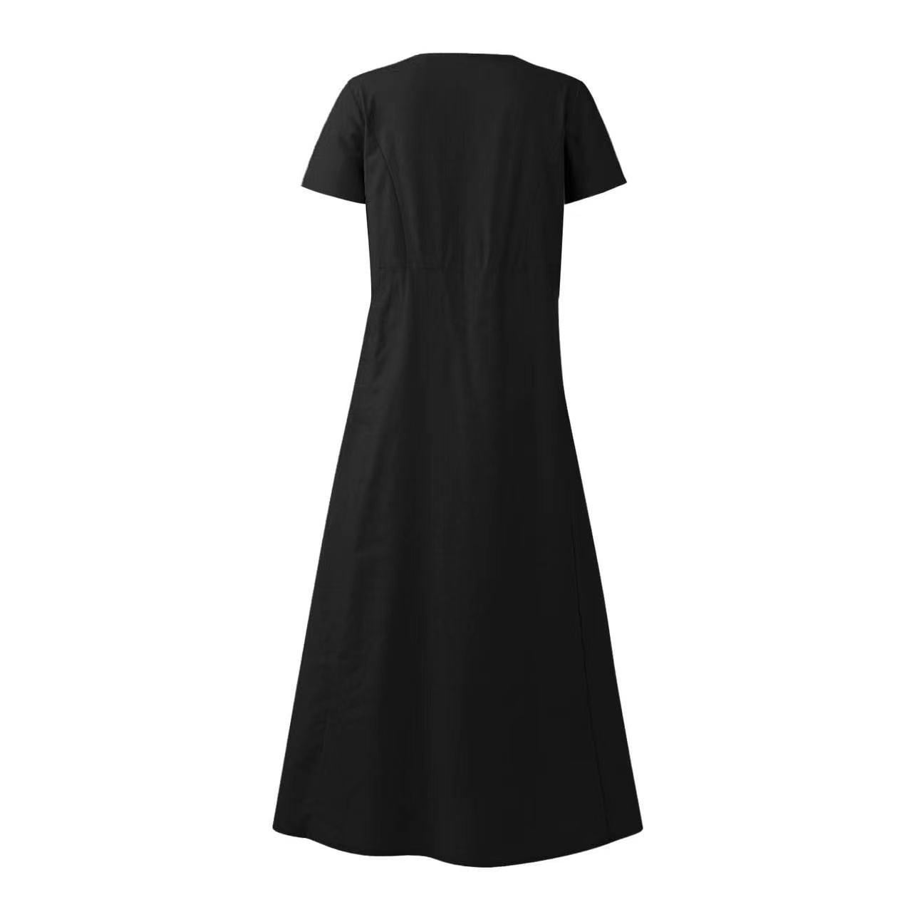 UPPADA Summer Dresses for Women 2025 Casual Women's Summer Dresses 2025 Cotton Linen Short Sleeve Dress Crew Neck Loose Casual Tunic Beach Dresses with Pockets Vestidos Elegantes De Mujer