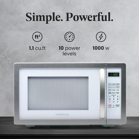 Farberware - Classic 1.1 Cu. Ft. Countertop Microwave Oven - Platinum white