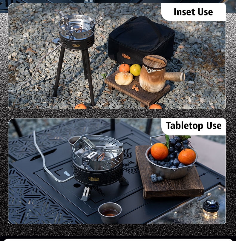 Cafelite 8500W Camping Gas Stove with Windshield, Portable 3-Burner Backpacking Stove, Propane & Butane Compatible Outdoor Cooking Burner with Carry Bag for Camping, Hiking and BBQ