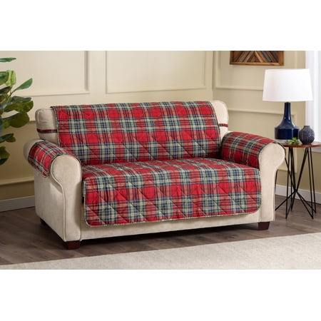 Innovative Textile Solutions Polyester Tartan Plaid Secure Fit Sofa Cover  Multi  1-Piece