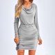 thumbnail image 3 of ICHUANYI Liquidación Mini vestido bodycon de otoño para mujer, brillante, manga larga, cuello vuelto, fruncido, corto, club, cóctel, vestidos de invitados de boda ICHUANYI WER202308244152, 3 of 9