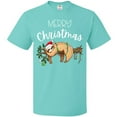 thumbnail image 3 of Inktastic Merry Christmas Cute Sloth with Santa Hat and Lights T-Shirt, 3 of 5