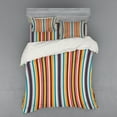 thumbnail image 1 of Ethnic Duvet Cover Set, Composition of Vertical Stripes with Teardrop Circles and Rhombuses, Bedding Set with Shams and Fitted Sheet, 3 Sizes, by Ambesonne, 1 of 3