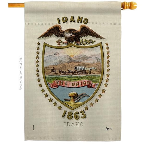 Americana Home & Garden H141219-BO 28 x 40 in. Coat of Arms Idaho House Flag with Americana States Double-Sided Decorative Vertical Banner Garden Yard Gift