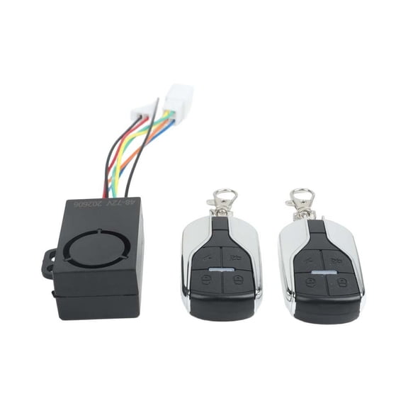 Electric Bike Alarm System 36-72V Anti-Theft Lock with Wireless Remote Control, for Smart Motor Locking Security Device for E-Bike and Electric Scooter, ABS Housing Black Defense Accessory