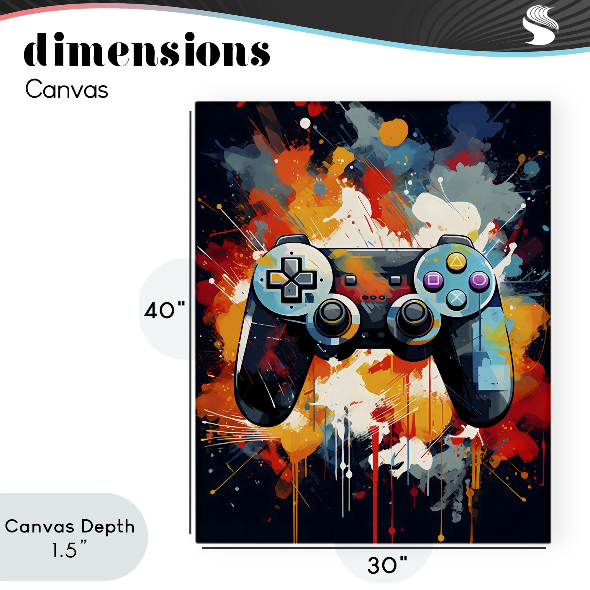 Stupell Industries Orange Paint Splash Gamer Canvas Wall Art, design by Creative Studio