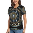 thumbnail image 2 of Wukai Dot Mandala Classic V-Neck T-Shirt for Women: Comfortable, Stylish, and Versatile Wardrobe Essential-Large, 2 of 7