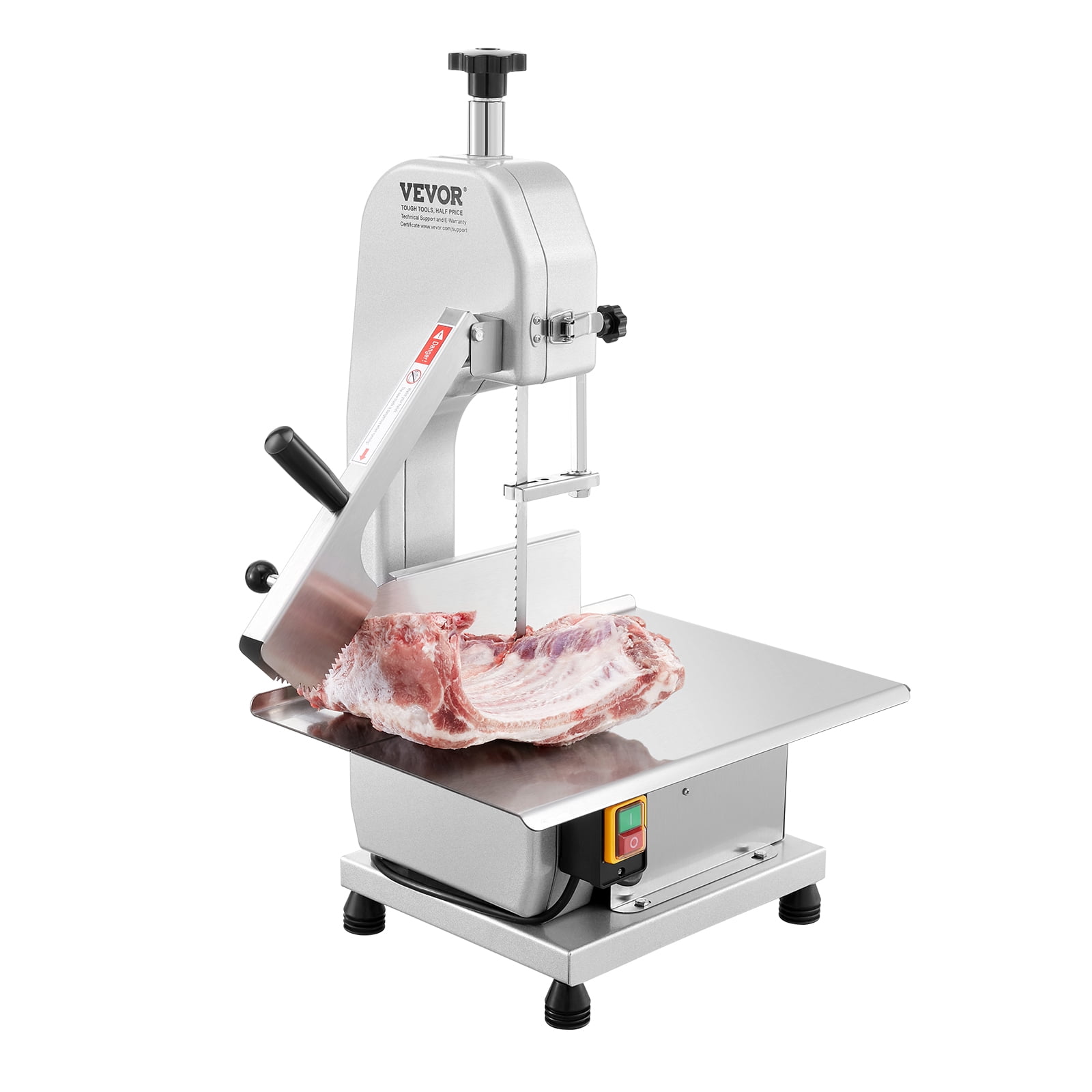 VEVOR Commercial Electric Meat Bandsaw, 650W Stainless Steel Countertop Meat Sawing Machine, Workbench 12.4" x 18.1", 4.33 Inch Max Cutting Thickness, Frozen Fish Cutter for Rib Pork Beef