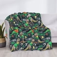 thumbnail image 3 of Honeii Dinosaur Plays Soccer print throw blanket, crafted from cozy cotton flannel, offers versatile home decor as a bedding suitable for all seasons.-60"x50", 3 of 6