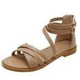 thumbnail image 5 of Women's Bohemian Flat Roman Sandals - Thin Strap Gladiator Sandals with Back Zipper, 5 of 20