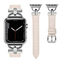 Wearlizer Leather Band Compatible with Apple Watch Band Women 42mm 44mm 45mm 49mm(Ultra), Dressy Leather Strap with D-Shape Metal Buckle for iWatch Bands Series 8 SE 7 6 5 4 3 2 1