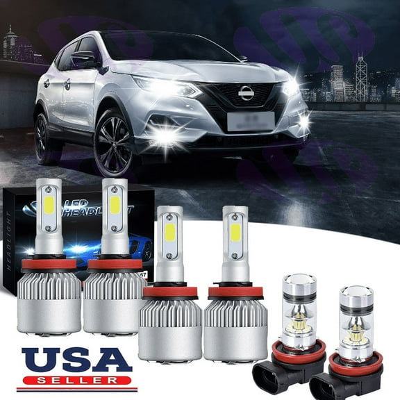 6x LED COB High/Low Beam   Fog 6K Bulb For Nissan Pathfinder 2015 2016 2017 2018