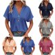 thumbnail image 1 of Ropa para mujer,Camiseta de cuello en V para mujer, informal, de manga corta, de poliéster suave, ideal para el hogar y el uso diario, sopatenor, 1 of 9