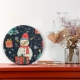 thumbnail image 6 of WOBOGO A Dark Blue Background with Christmas Snowman Wall Clock 10in Silent Mechanism Battery Operated Retro Style for Living Room Bedroom and Kitchen Black Pointer, 6 of 10
