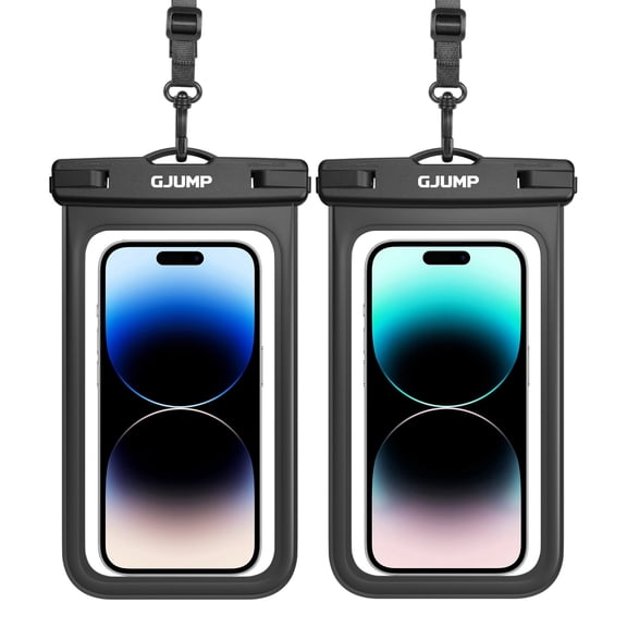 GJUMP Waterproof Phone Pouch 2 Pack, IPX8 Cellphone Dry Bag Beach Essentials for Cruise Travel