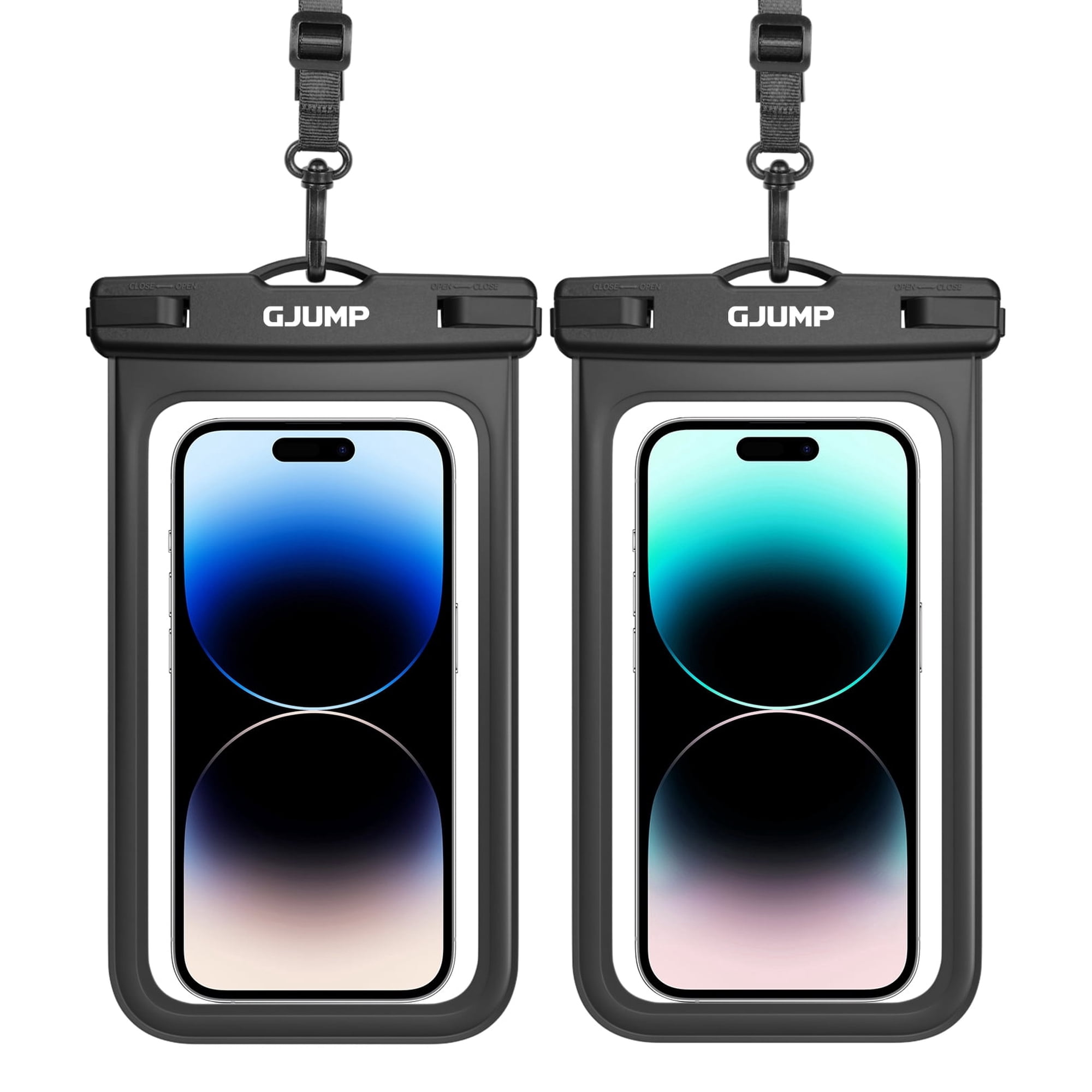 GJUMP Waterproof Phone Pouch 2 Pack, IPX8 Cellphone Dry Bag Beach Essentials for Cruise Travel