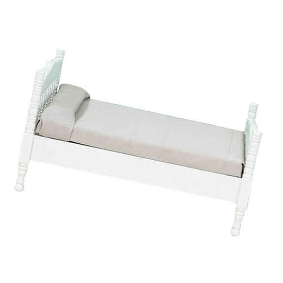 LULULION dollhouse bed Double Bed Model Grey Wood 1Pcs